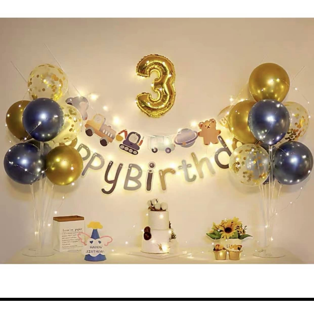 Set bóng bay trang trí sinh nhật kèm trụ gắn bóng đế giả chất liệu mikacao 70cm trang trí sinh nhật