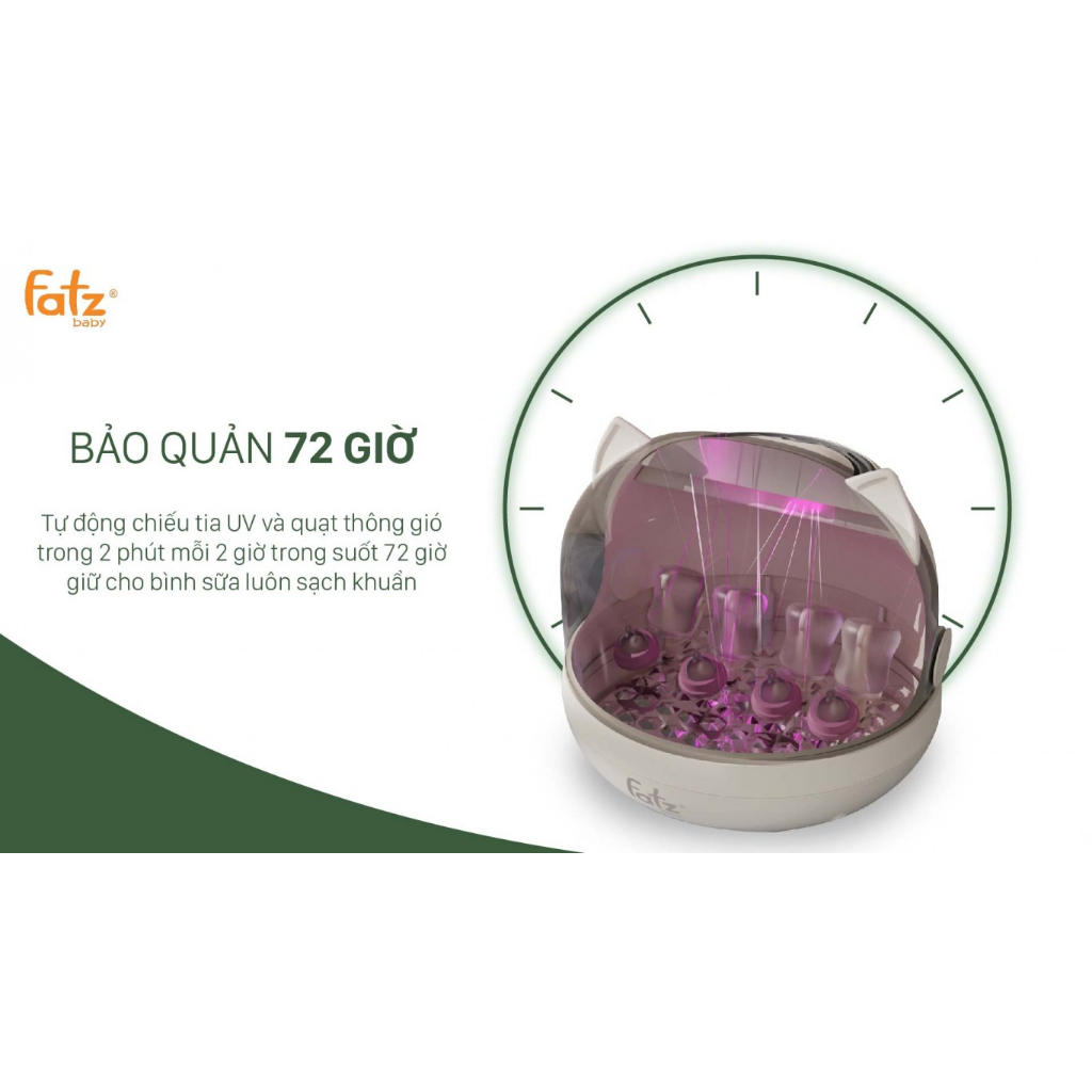 MÁY ÚP BÌNH SỮA, TIỆT TRÙNG SẤY KHÔ BẢO QUẢN VÔ TRÙNG UVC-LED FATZBABY TIDY 1 - FB4628WM - CHÍNH HÃNG