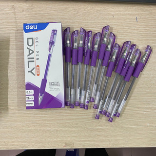   TẶNG 2 RUỘT G36  Hộp 12 Bút gel Deli E6600S 6600S nét 0.5mm - MỰC TÍM 