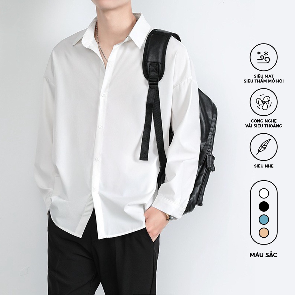 Áo sơ mi nam dài tay cổ bẻ chất liệu lụa mềm mịn , không nhăn, không xù , thấm hút mồ hôi