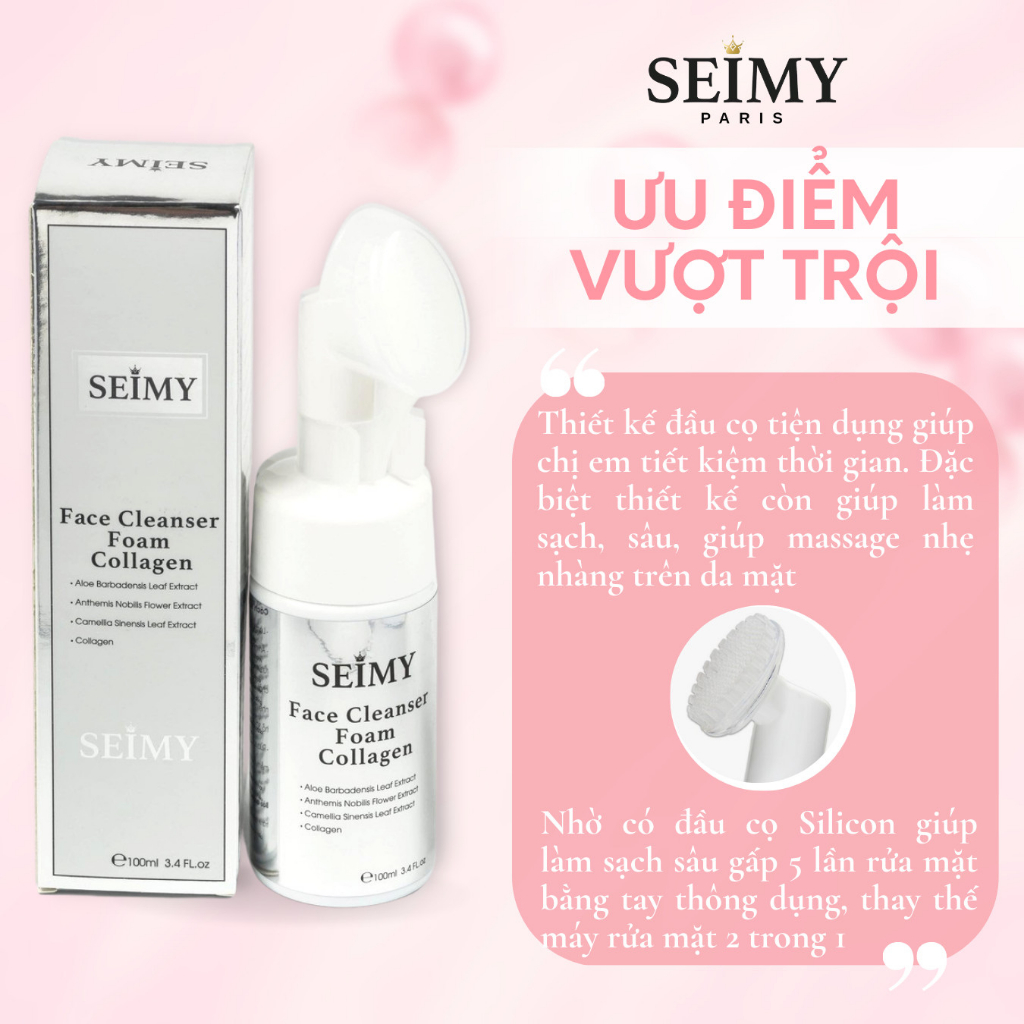 [CHÍNH HÃNG] Sữa rửa mặt đầu cọ tạo bọt - Face Cleanser Foam Collagen giúp sạch sâu, căng bóng da