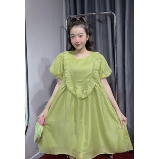 Đầm babydoll voan dễ thương bầu mặc được