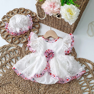  body sơ sinh đầy tháng, thôi nôi cho bé gái, hàng thiết kế xịn đẹp.Body hoa trắng Min Boutique