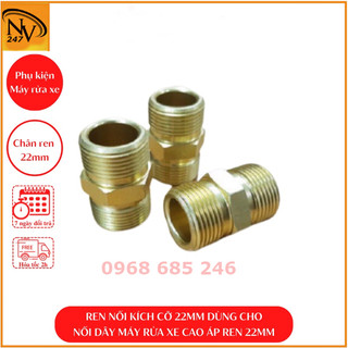 Đầu nối dây rửa xe - khớp nối dây xịt máy rửa xe 2 đầu ren 22mm
