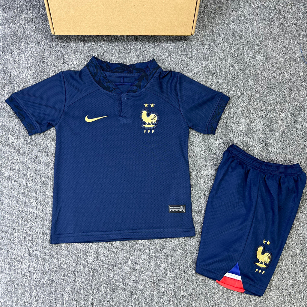 Áo quần đá bóng trẻ em 13-45kg , áo đá banh đội tuyển Pháp cho bé - aobongda999.vn