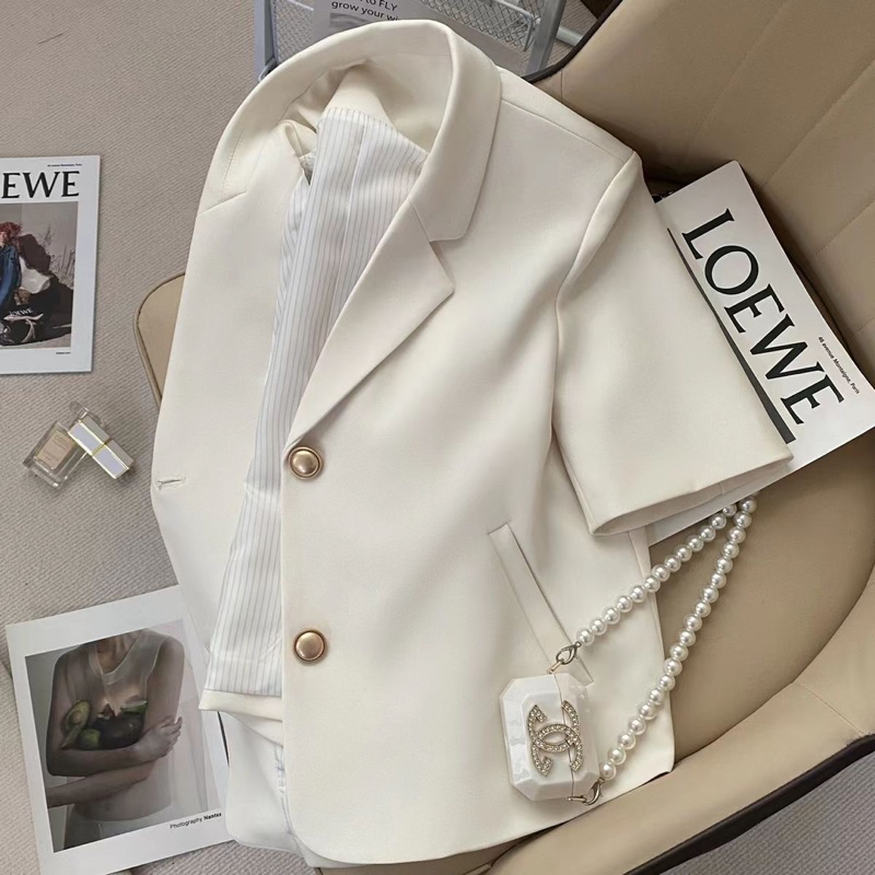 { sẵn }Áo vest , Áo Blazer ngắn tay, Khoác ngoài , Chuẩn hàng đẹp QC
