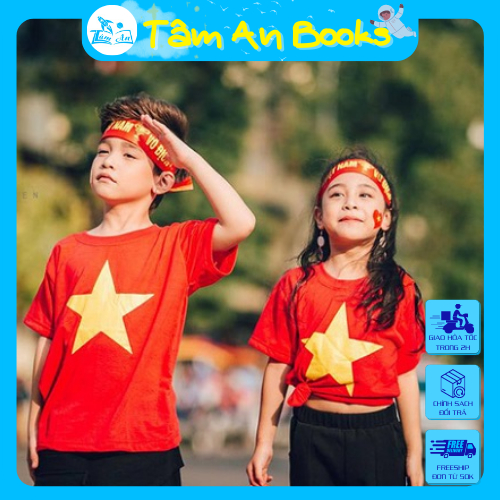 Áo Thun Cờ Đỏ Sao Vàng trẻ em cao cấp, Áo Việt Nam 100% Cotton co giãn 4 chiều unisex đủ size- Tâm An Books