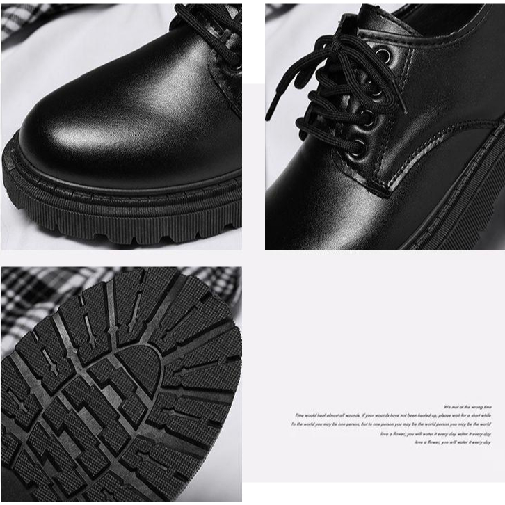 Giày Chunky Derby nam cổ thấp buộc dây trẻ trung da xịn, Giày tây nam Dr Martens phong cách công sở mũi tròn -Tcsneaker