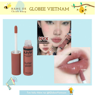 Son bóng NYX butter lip gloss MLBB cho môi căng mọng (Praline, Brownie Drip, Ginger