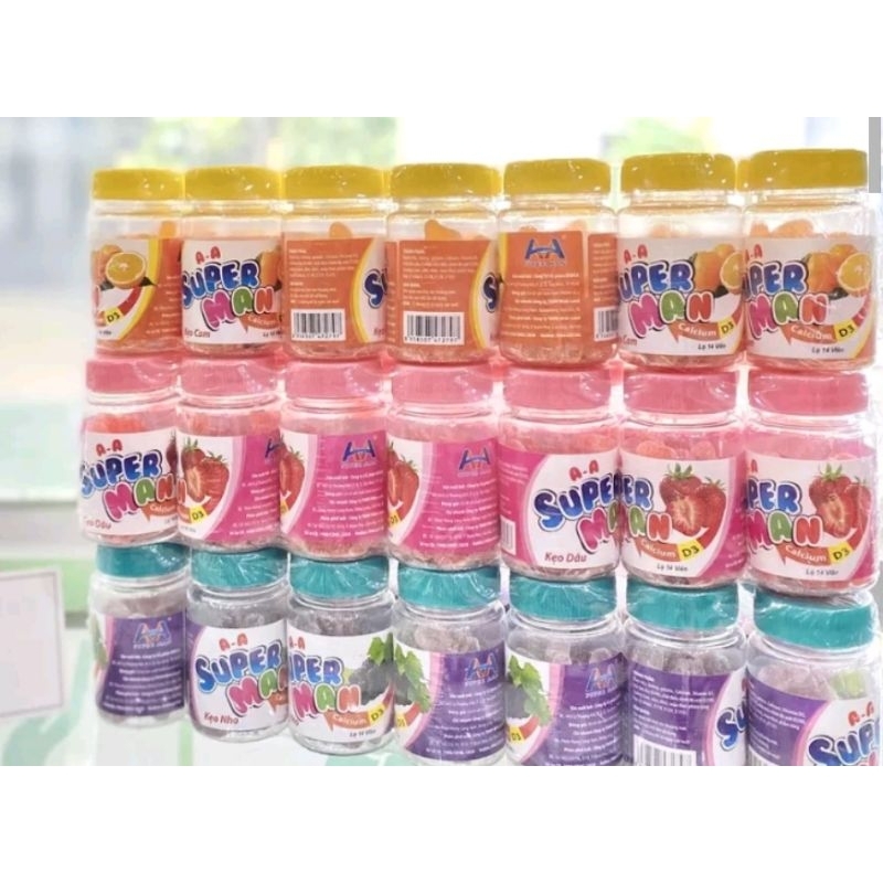 Sỉ 14 lọ Kẹo dẻo SUPERMAN bổ sung Canxi và vitamin D3