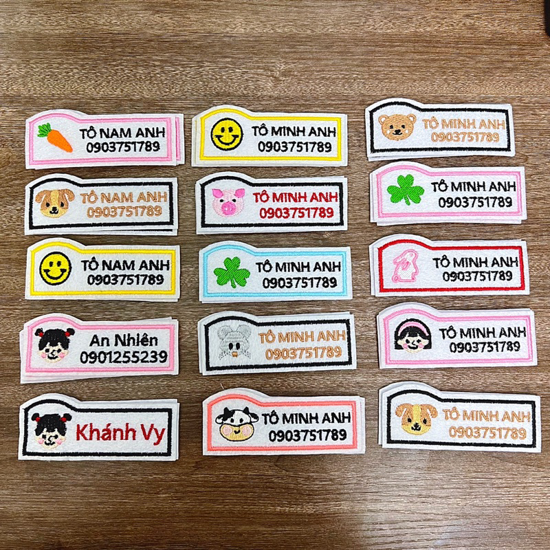 Bảng tên thêu, phù hiệu dùng để may vào quần áo, cặp, mền gối cho bé [ COMBO 5 CÓ KEO ỦI ]