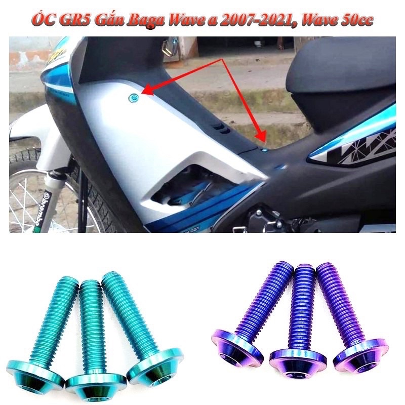 Ốc Titan Gr5 Gắn Baga , mặt nạ Xe Wave 110/100/50cc