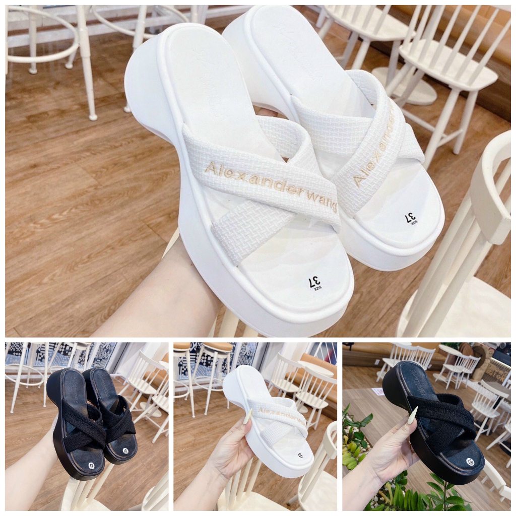 Dép nữ quai chéo đế bánh mì cao 5 phân mẫu mới , Dép bánh mì nữ đế pu quai đắp chéo đủ size 36 - 39