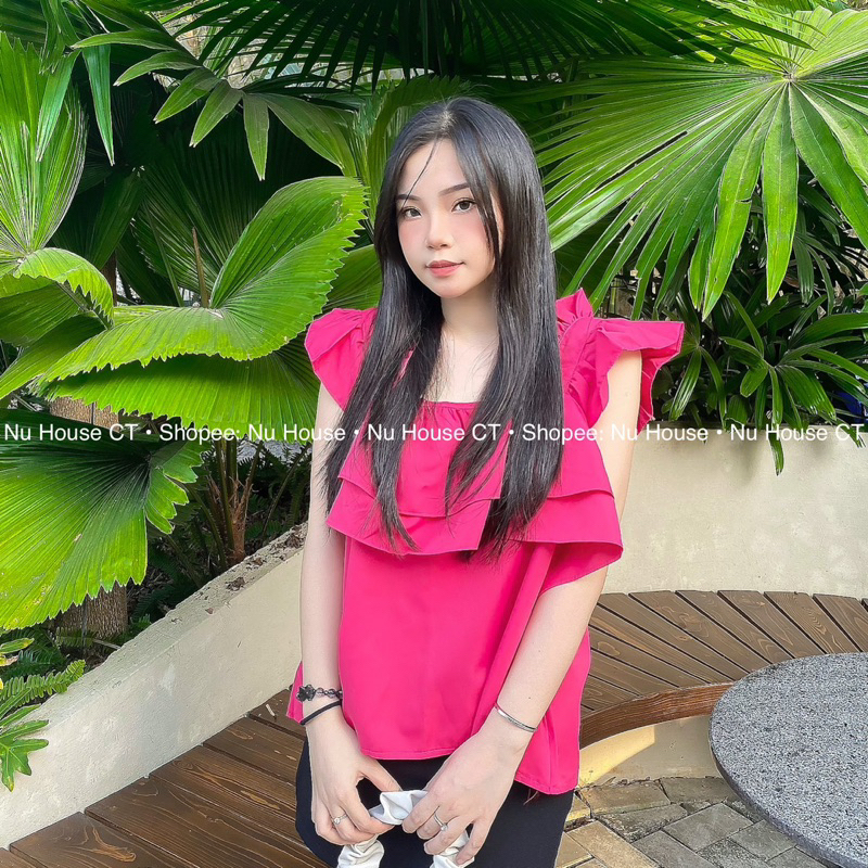 Áo 2 dây to cổ vuông bèo dáng babydoll Nu House kèm clip và ảnh thật chínhh chủ