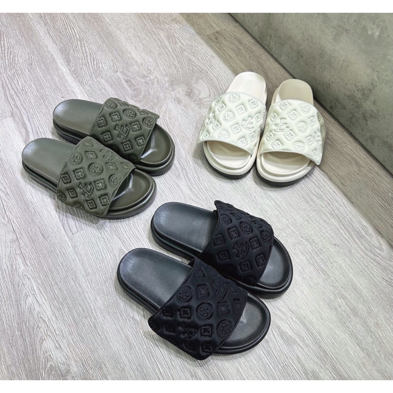 Dép LV quai dán vân chìm qc fullboxx