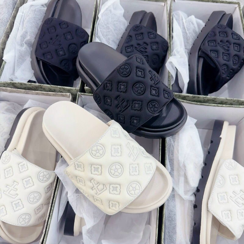 Dép LV quai dán vân chìm qc fullboxx