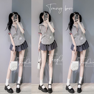 Set thom chân váy xếp ly