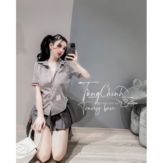 Set thom chân váy xếp ly