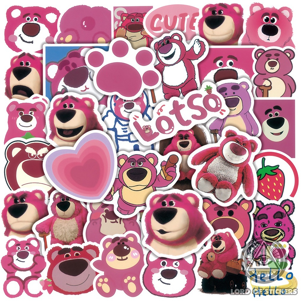 Sticker nhãn dán in hình gấu dâu Lotso Bear dễ thương