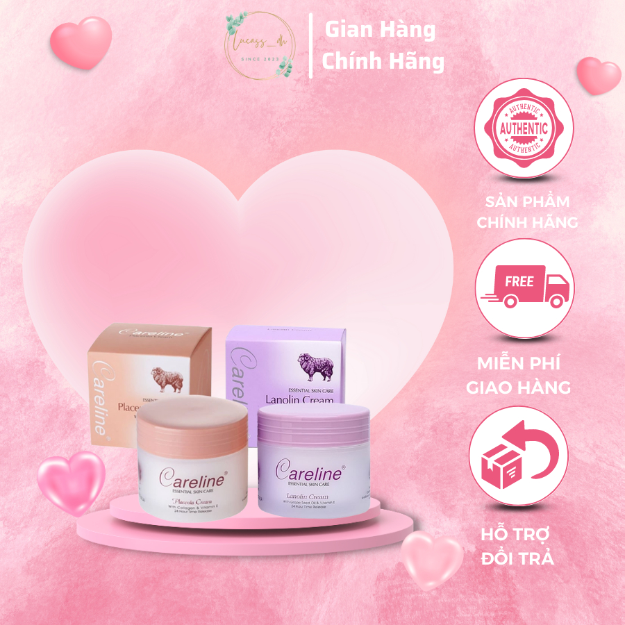 Kem dưỡng ẩm mỡ cừu (tím), nhau thai cừu (cam) Careline Lanolin/Placenta Cream, Úc (100ml)