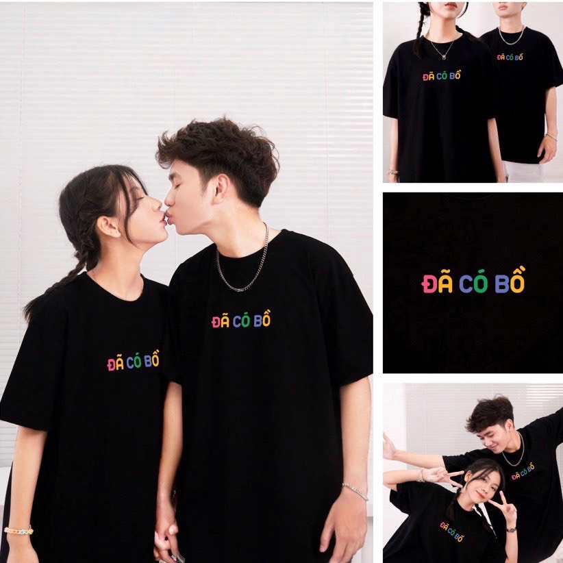 Áo đôi nam nữ, áo cặp in hình đã có bồ đáng yêu cổ tròn chất co giản không bong tróc (GIÁ 1 ÁO)