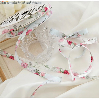 Ruy băng lụa in hoa bản 1cm