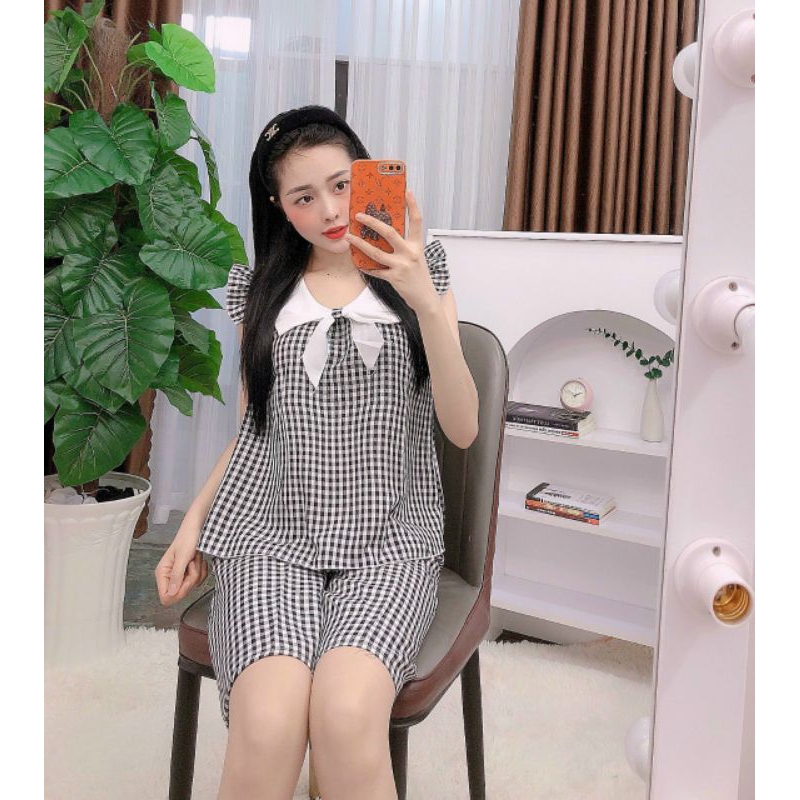 ❤️ SIÊU PHẨM MÙA HÈ❤️ Đồ bộ lửng caro mặc nhà dễ thương , mát mềm mại chipchip90 M00210