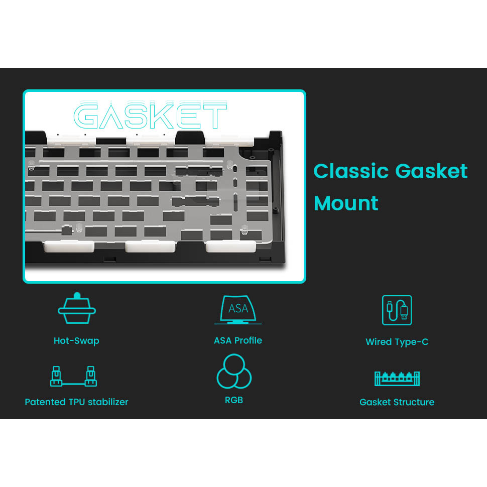 Bàn phím cơ AKKO 5075B Plus Black & Cyan (Multi-modes / RGB / Hotswap / Gasket mount)