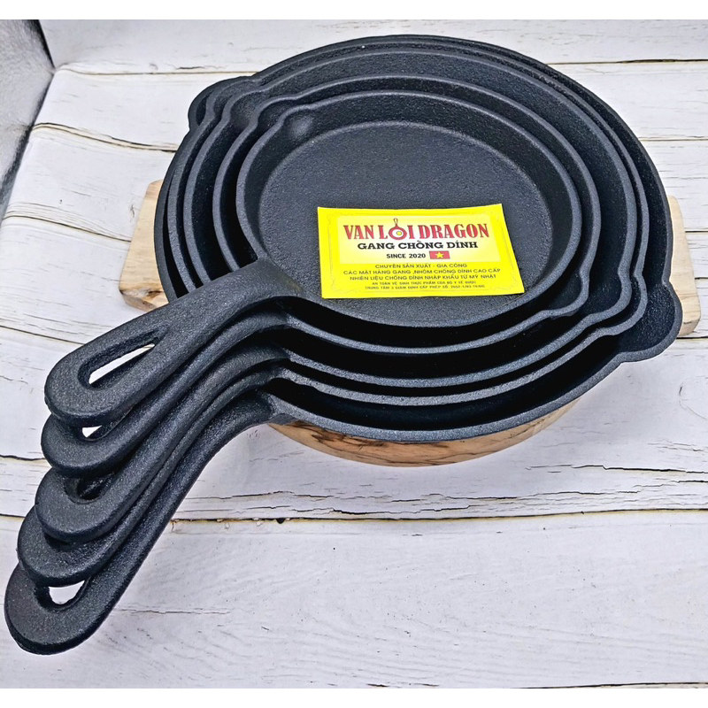 Chảo Gang Tròn Chống Dính Có Tay Cầm Size 20-22-24cm