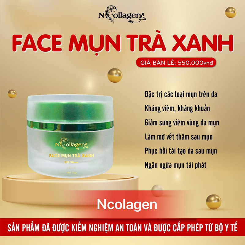 Kem Face Mụn Trà Xanh Ncolagen