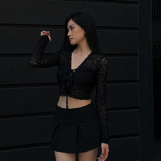 Ren top| áo ren croptop cột dây