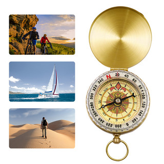 La bàn mini Compass bỏ túi dã ngoại chất liệu đồng thau