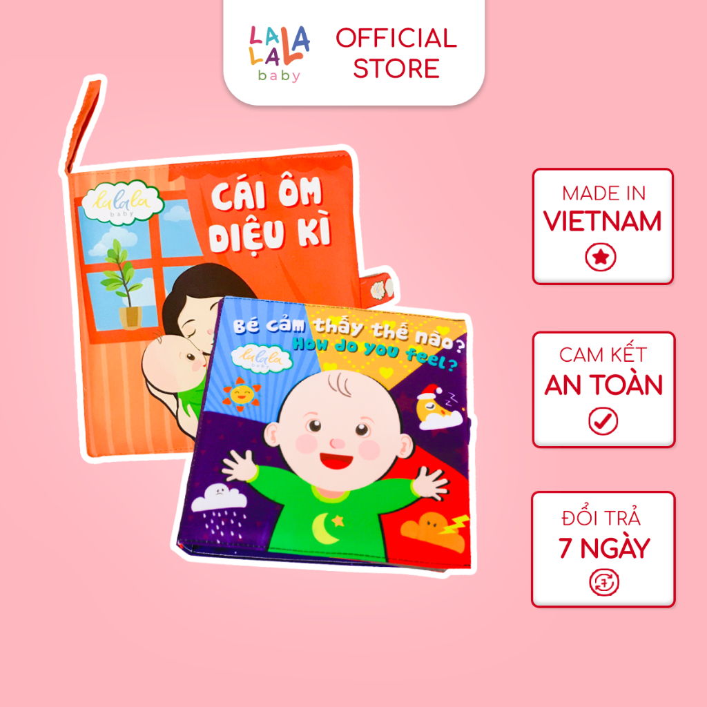 Bộ 2 sách vải Lalala Baby Giáo dục cảm xúc, Bé cảm thấy thế nào và Cái ôm diệu kỳ phát triển toàn diện