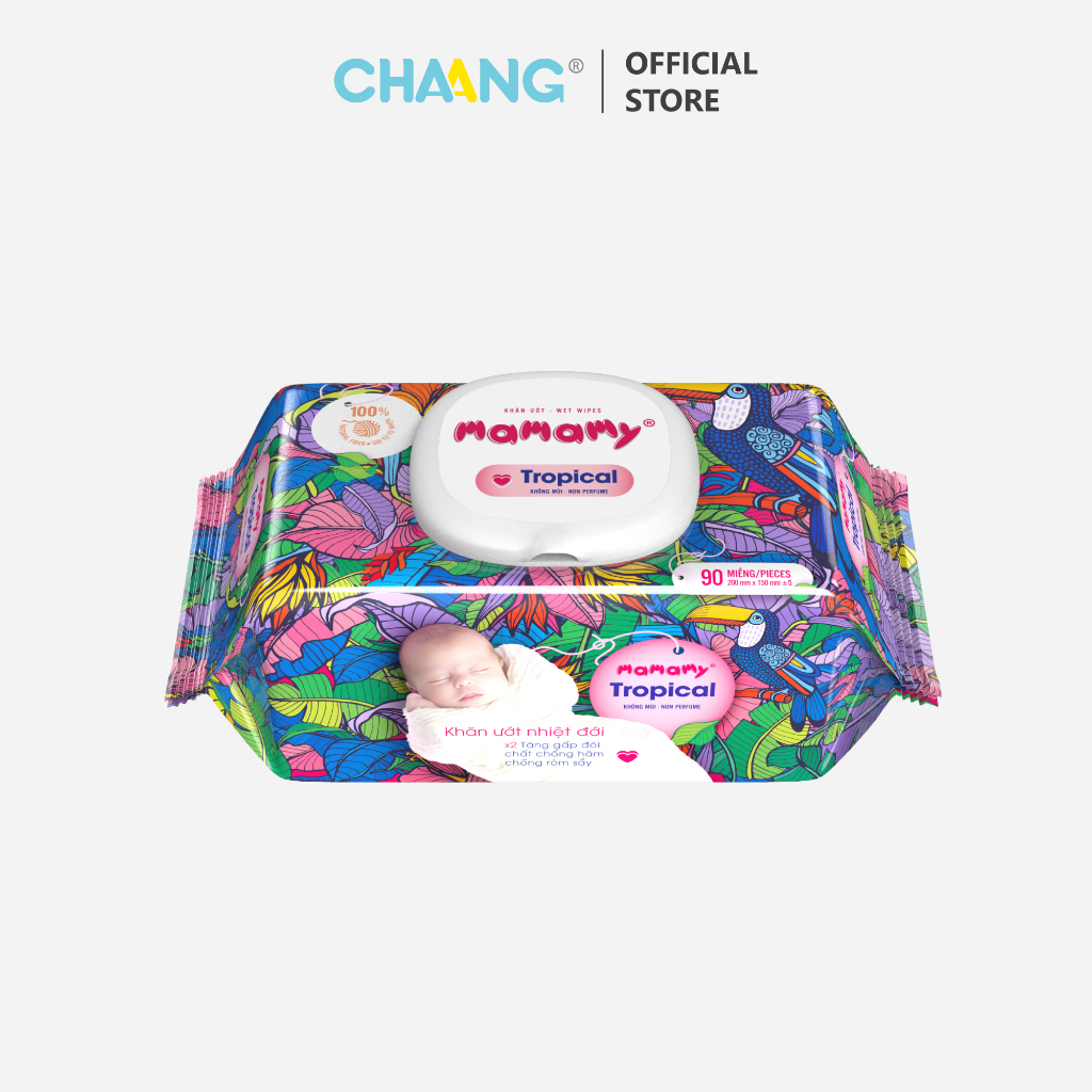 [CHAANG GIFT] Khăn giấy ướt 100% sợi tự nhiên và rayon Mamamy x Chaang Tropical 90 tờ