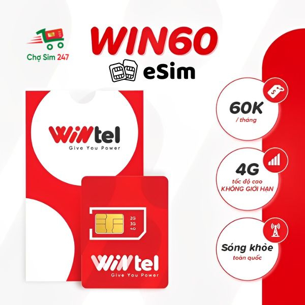 eSIM WINTEL WIN60 - Data tốc độ cao không giới hạn