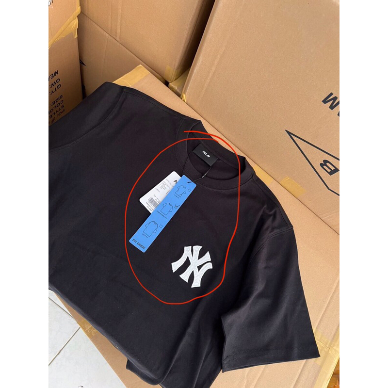 Áo Thun Nam Nữ M.LB Hoạ Tiết Paisley N.Y chuyền dư liệu. Áo Thun Cotton Ngắn Tay Thêu Logo In Họa Tiết NY Thời Trang