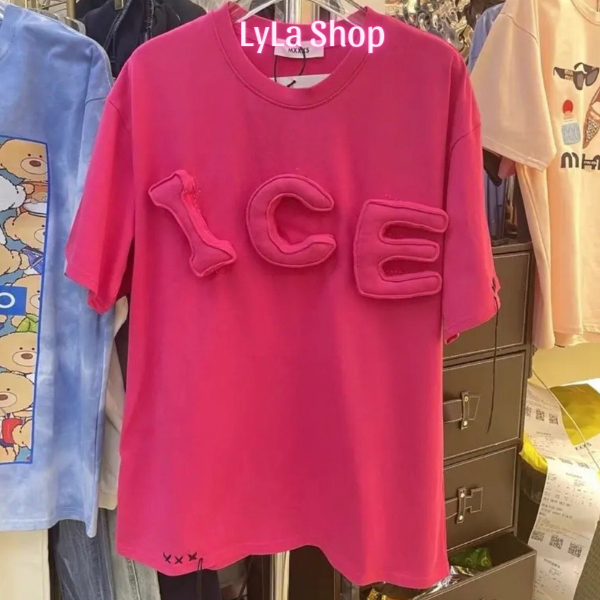Hàng Hot2023 Áo Phông ICE, Áp Phông Cổ Tròn Tay Lỡ Chữ Nổi Dáng Rộng | BigBuy360 - bigbuy360.vn