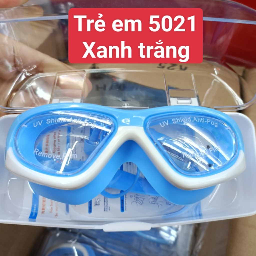 Kính bơi trẻ em chống nước và chống sương mù độ nét cao khung lớn kèm nút bịt tai hàng cao cấp loại 1