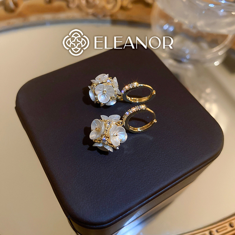 Bông tai nữ chuôi bạc 925 Eleanor Accessories hình tròn họa tiết hoa phụ kiện trang sức 5590