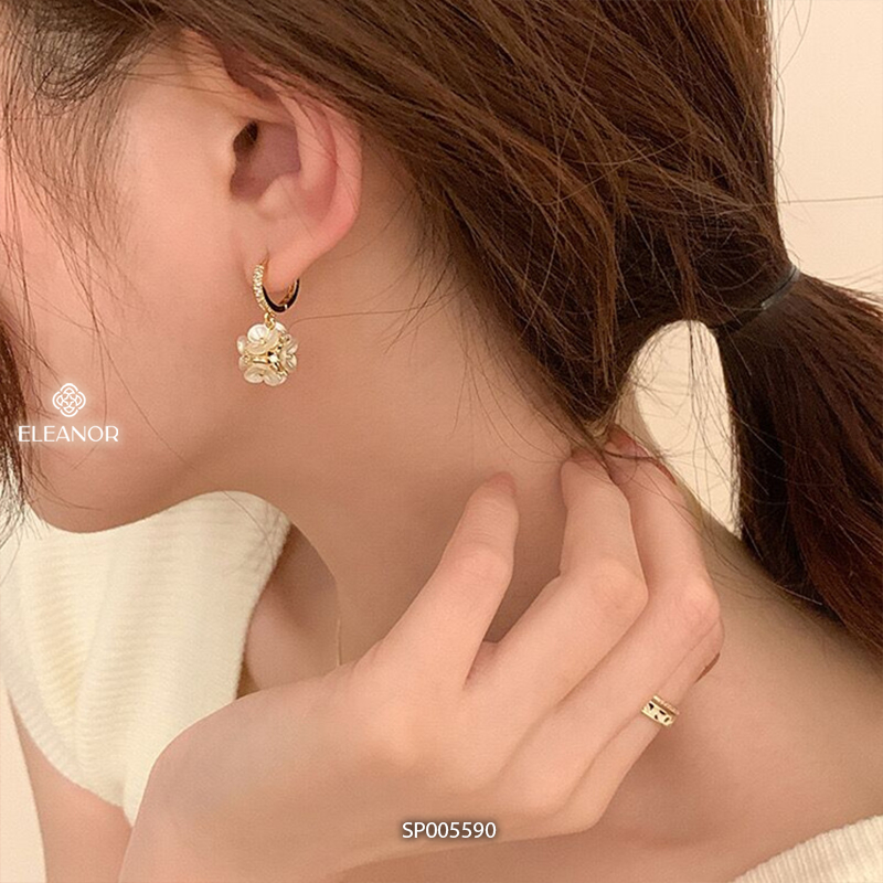 Bông tai nữ chuôi bạc 925 Eleanor Accessories hình tròn họa tiết hoa phụ kiện trang sức 5590