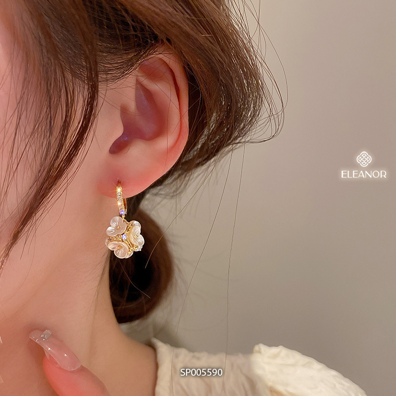 Bông tai nữ chuôi bạc 925 Eleanor Accessories hình tròn họa tiết hoa phụ kiện trang sức 5590