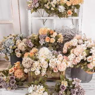  Bó Hoa Hồng Giả Hoa Cúc Cẩm Tú Cầu Đẹp 28cmTrang Trí Nhà Cửa Trang Trí Phòng Khách Hoa Cưới Decor Sự Kiện 
