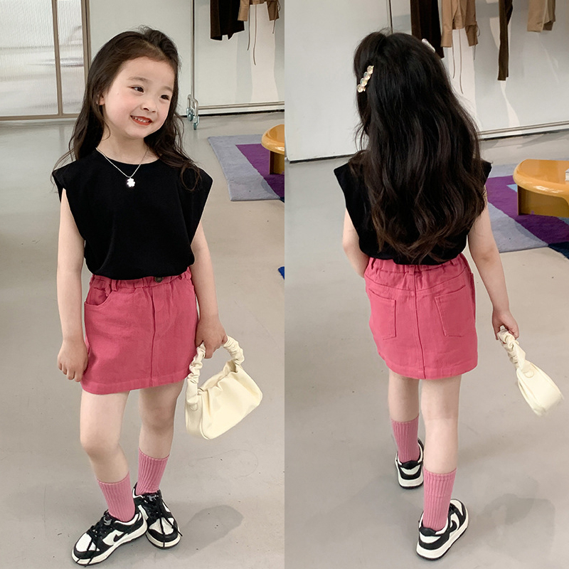 Chân váy jean bé gái DINOKING Chân váy bò cho bé gái chất denim mềm cạp chun phong cách Hàn Quốc trẻ em 3 - 9 tuổi CV03