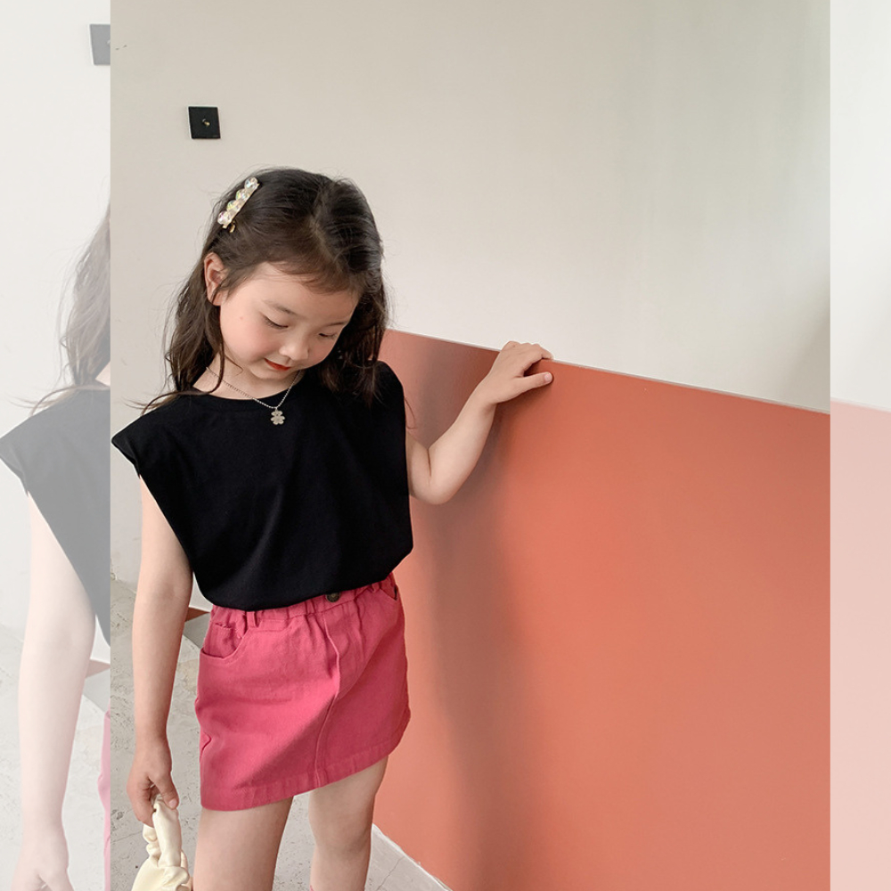 Chân váy jean bé gái DINOKING Chân váy bò cho bé gái chất denim mềm cạp chun phong cách Hàn Quốc trẻ em 3 - 9 tuổi CV03