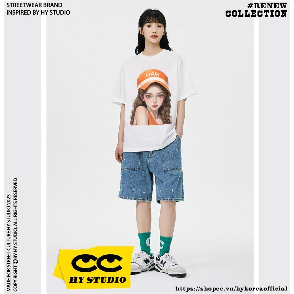 Áo Thun Nữ Tay Lỡ HY KOREA Cô Gái nón cam 1236 Cotton 100 Form Rộng