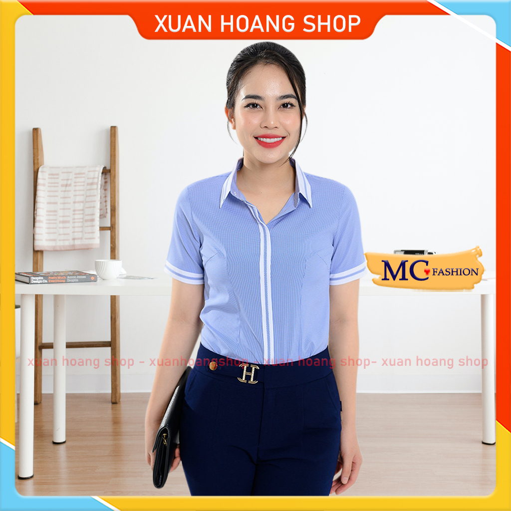 Áo Sơ Mi Nữ Công Sở Kẻ Caro Tay Ngắn Mc Fashion A715