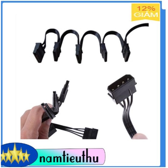 Dây Cáp Chia Nguồn Sata 4 Pin 1 ra 5 IDE SATA 15Pin cấp nguồn cho ổ cứng HDD đào Chia Coin tiện dụng