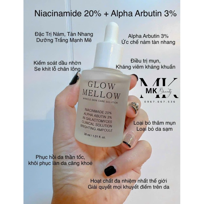 SERUM GLOW MELLOW NIACIAMIDE 20% ARBUTIN 3% FULL 30ML