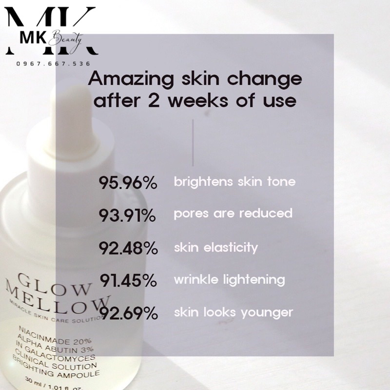 SERUM GLOW MELLOW NIACIAMIDE 20% ARBUTIN 3% FULL 30ML
