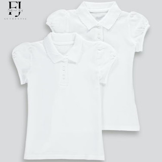 Áo polo bé gái chính hãng Matalan, áo polo trắng cổ sen cho bé 2-10 tuổi Auth